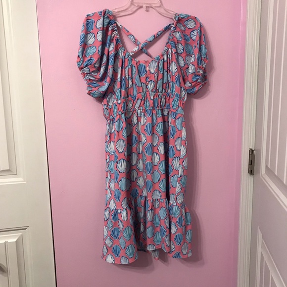 Simply Southern sea Shell Print tie back Dress size Medium - Picture 1 of 4
